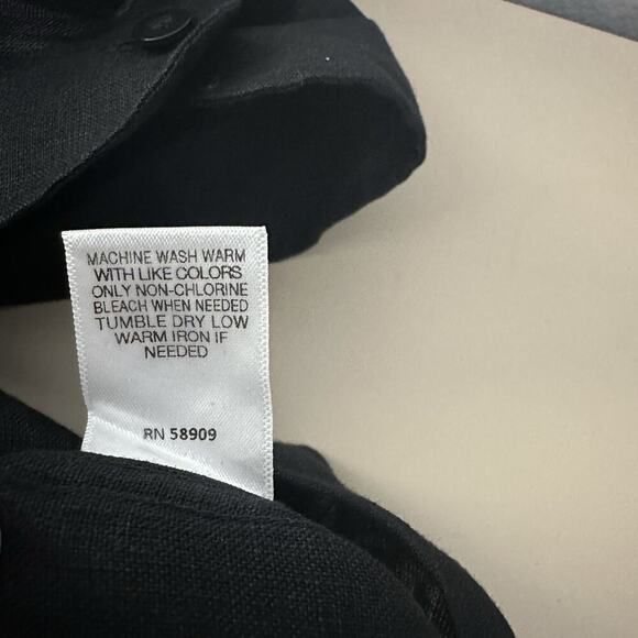 Baird McNutt Murano Linen Shirt Mens 2XB Black Mandarin Collar Button Up GUC - Picture 9 of 10